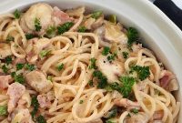 Creamy Spaghetti with Bacon and Mushrooms