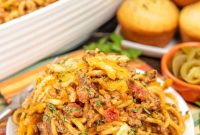 Cheesy Chili Spaghetti Casserole Recipe