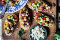 Greek Village Salad Bruschetta with Tomato, Feta and Olives