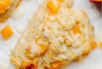 Flaky Peach Scones Recipe with Vanilla Glaze