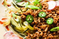 Coconut Soup with Crispy Pork and Zucchini Noodles