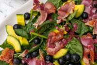 Blueberry Spinach Salad with Bacon and Avocado