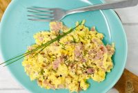 Creamy Scrambled Eggs with Ham and Chives