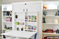 DIY Murphy Bed with Built-In Desk and IKEA Bookcases