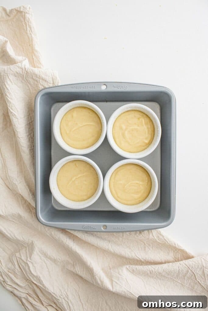 Molten Lemon Lava Cake Recipe 5 ramekins in a 8x8 pan