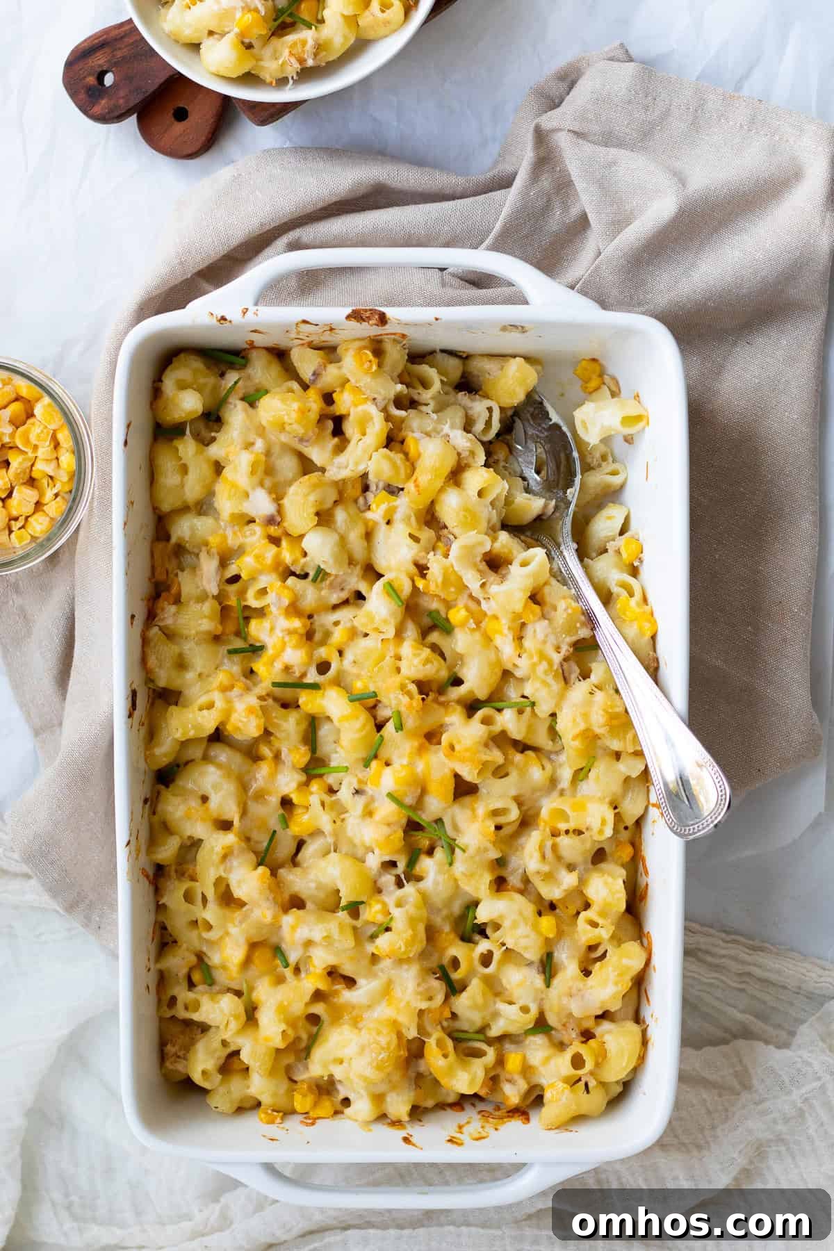 Creamy 30 Minute Tuna and Sweetcorn Pasta Bake Recipe 8 sweetcorn tuna pasta baked in a casserole dish