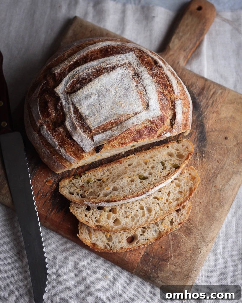 Sourdough Discard Loaf with Cornmeal, Cheddar and Jalapeno Recipe 2 img 1141 1 1