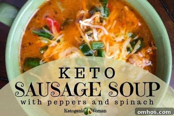 Keto Sausage, Pepper and Spinach Soup - Instant Pot or Stovetop 2 Easy keto sausage soup with spinach and peppers. Low carb, keto dinner ideas.