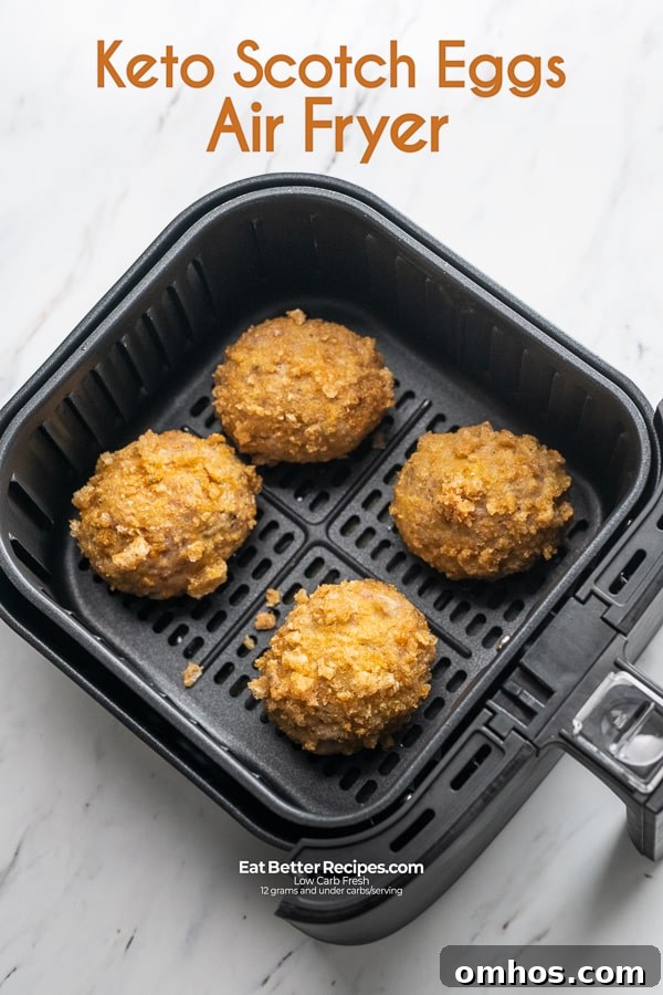 Air Fried Scotch Eggs in the Air Fryer basket