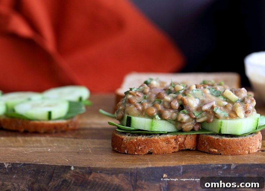 Falafel Spice Lentil Salad Sandwich ready to serve.