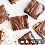 Caramel brownies on parchment paper.