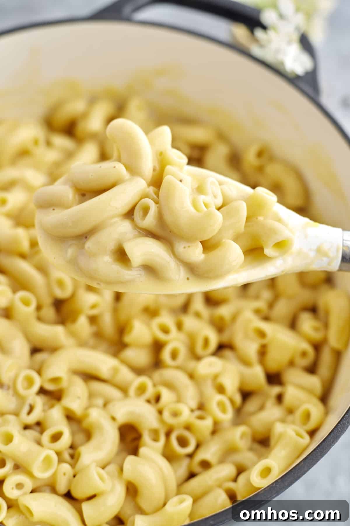 Quick Creamy One-Pot Mac and Cheese Recipe 5 one pot mac and cheese with a spoon holding a scoop over the pot