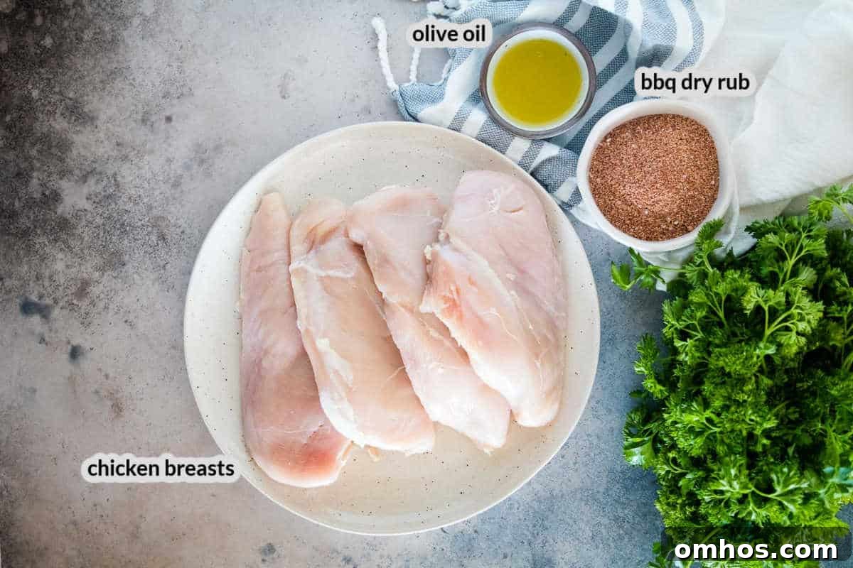 Overhead Image of Smoked Chicken Breasts Ingredients