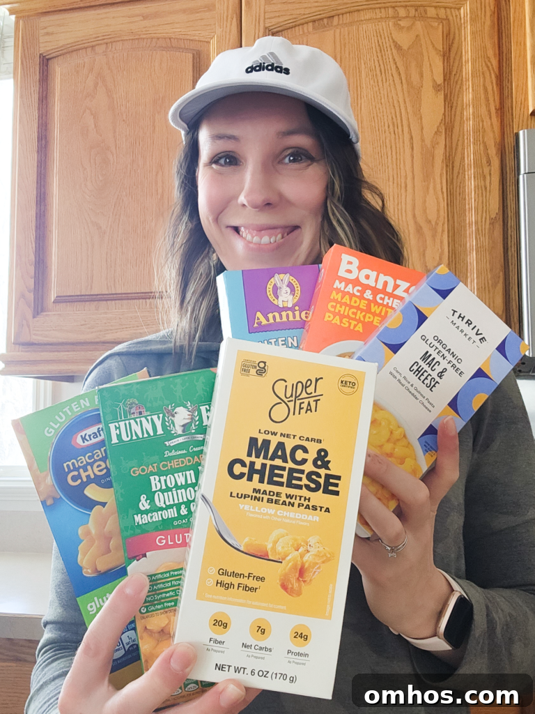Collection of gluten free mac and cheese boxes