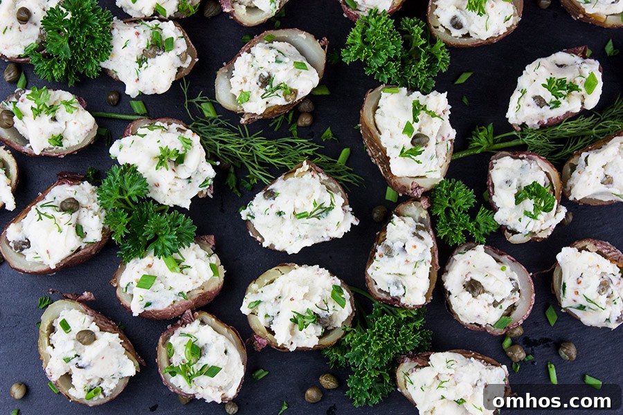 Deviled Potato Bites Recipe: Crispy Mini Appetizers 4 Deviled Potato Bites - potato bites garnished with parsley and dill