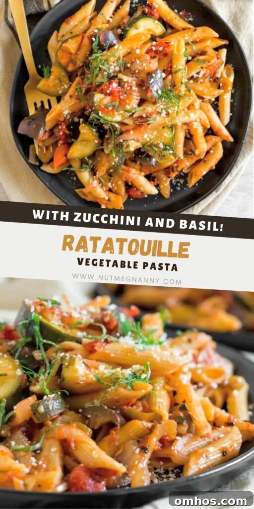 Ratatouille Pasta pin for Pinterest. 