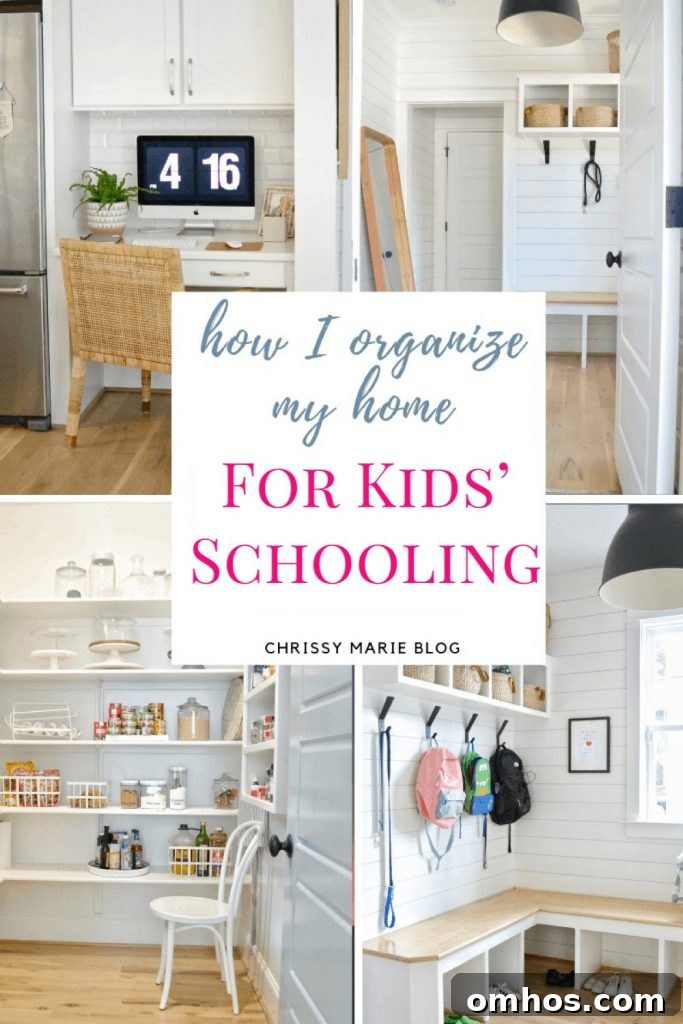 how organize home for kids schooling on a pinterest image