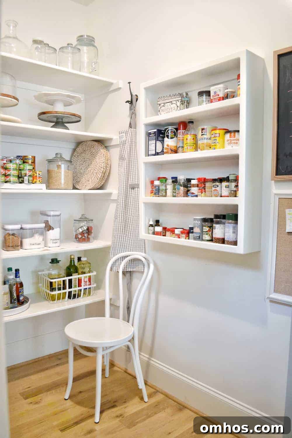 spice rack organization in a walk in pantry