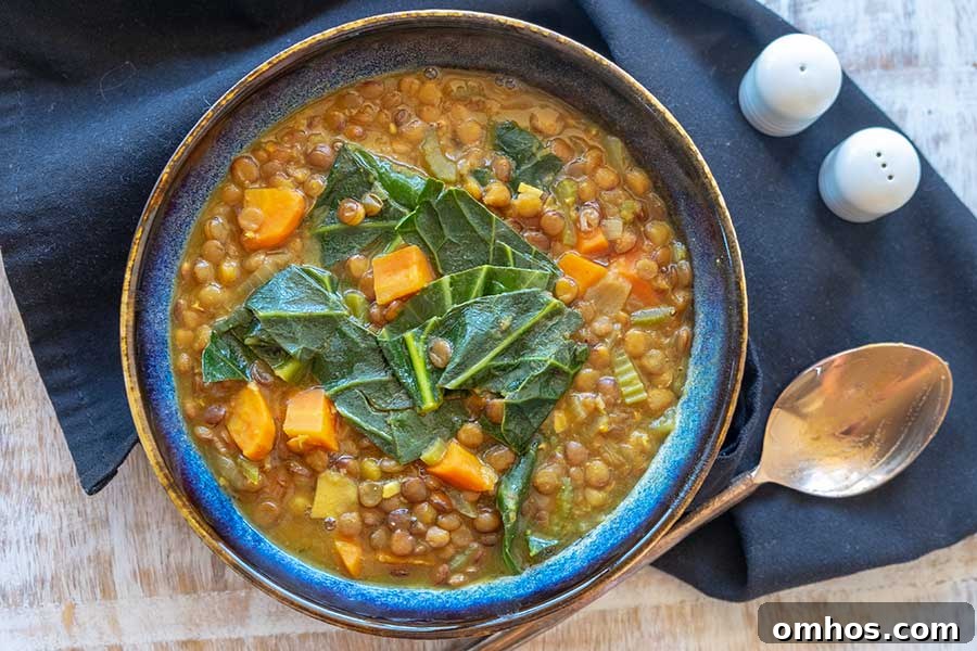 instant pot lentil collards soup