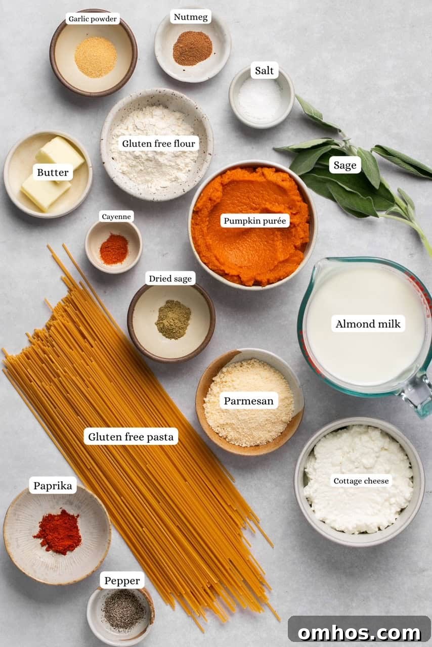 Creamy Pumpkin Pasta Sauce Recipe 3 ingredients for pumpkin pasta sauce in nesting bowls