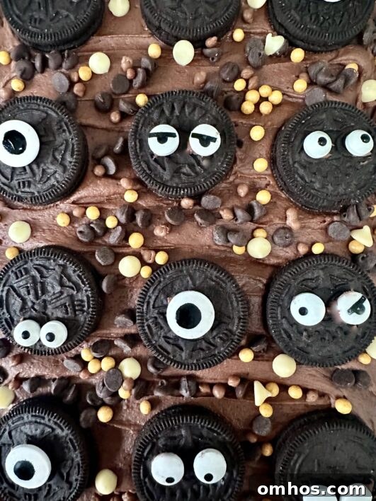 Close up of halloween traybake