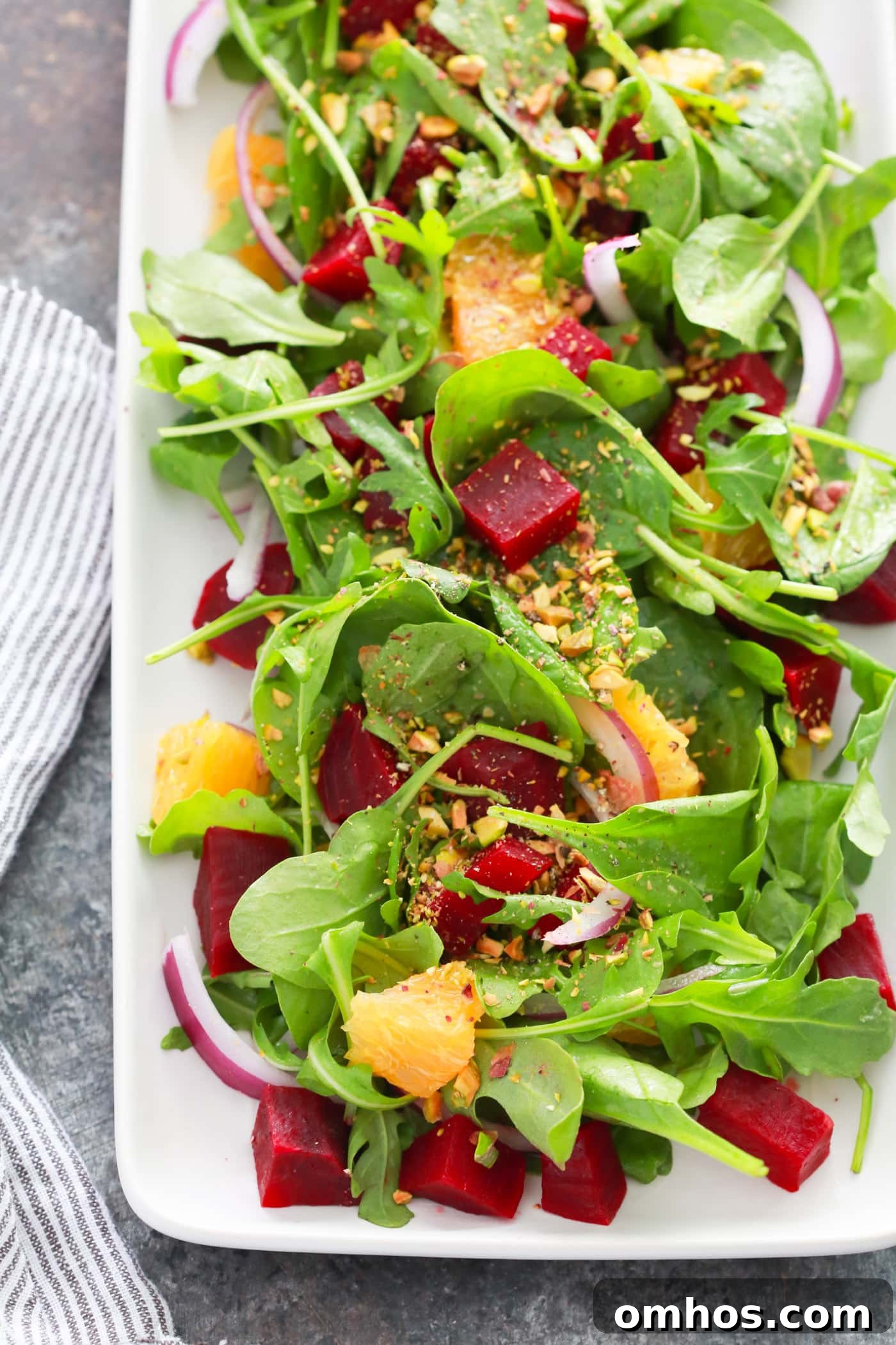 Autumn Beet Orange Salad on a white plate