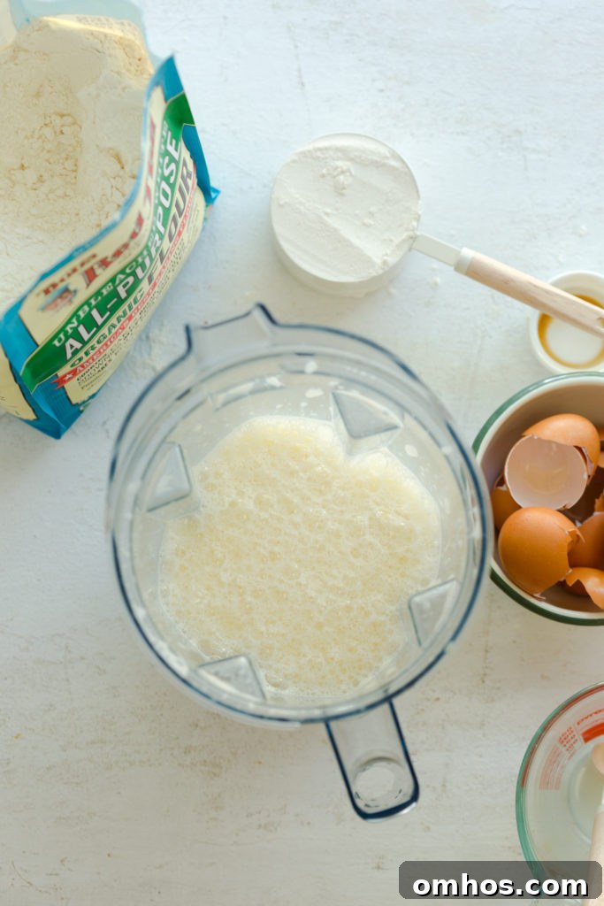 Hootenanny Apple-Bottom Pancake Recipe 6 Blending batter for Hootenanny Pancakes