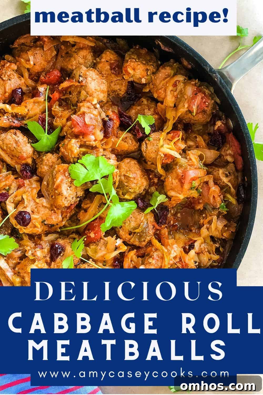 a sauté pan with cabbage roll meatballs