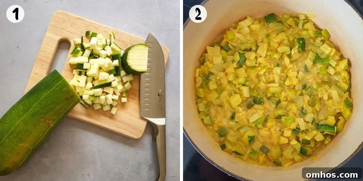 chopping marrow and frying