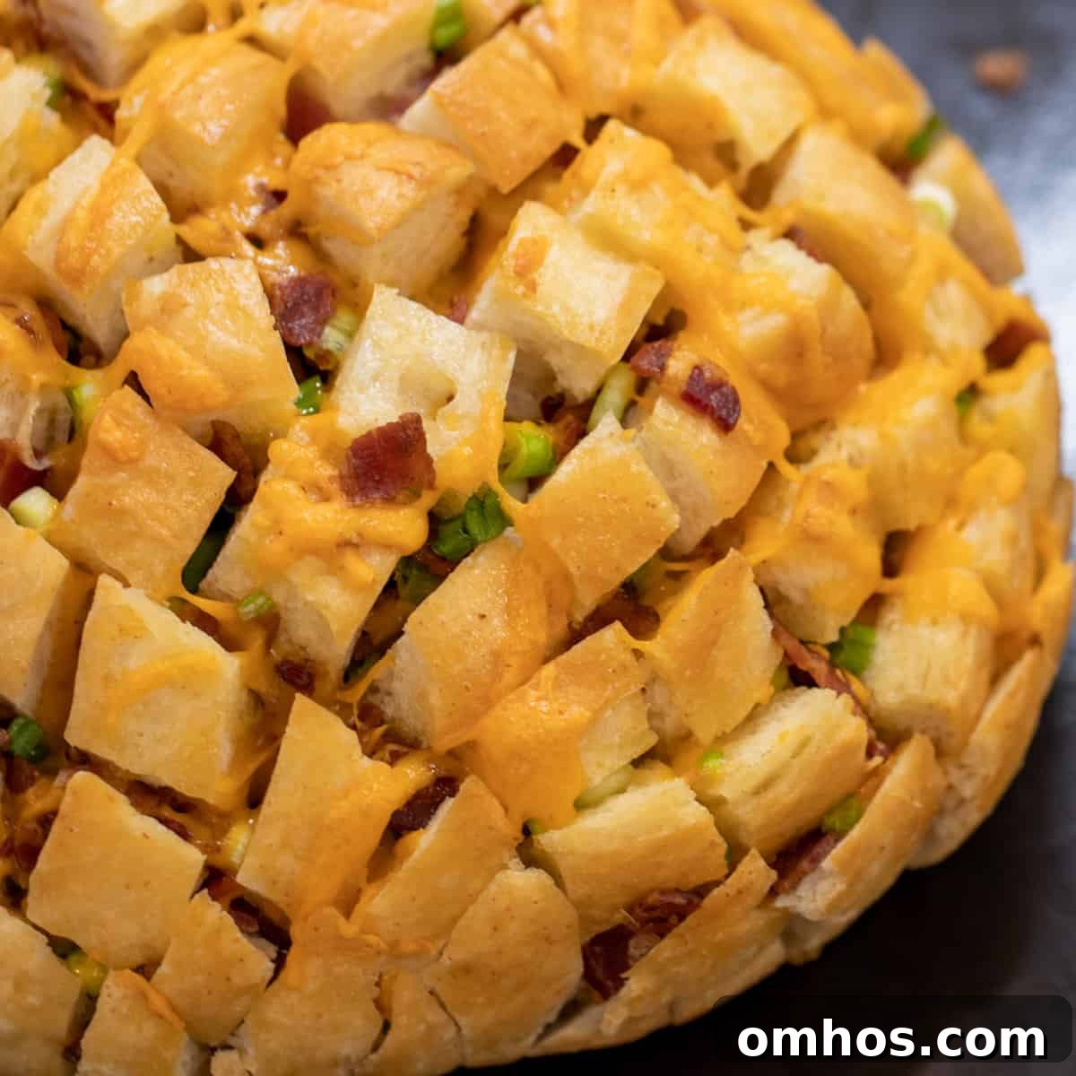 Overhead picture of baked pull apart bread.