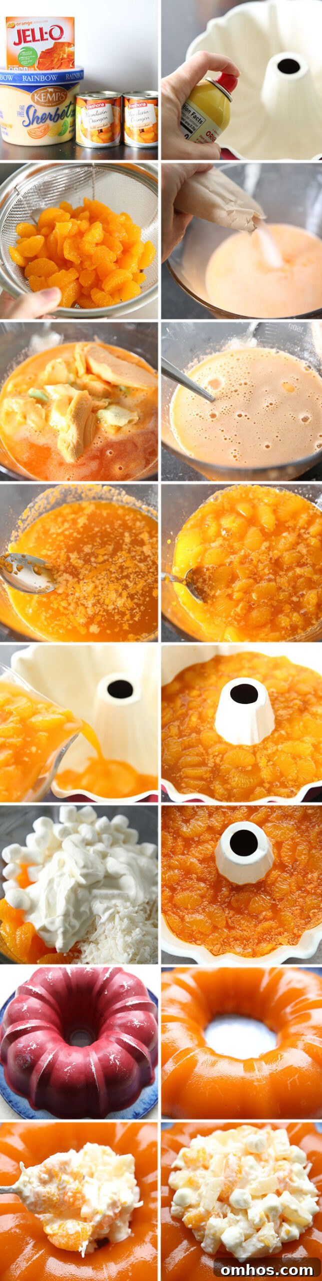 16-photo picture collage of step-by-step photos of how to make Pam's Amazing Holiday Jello