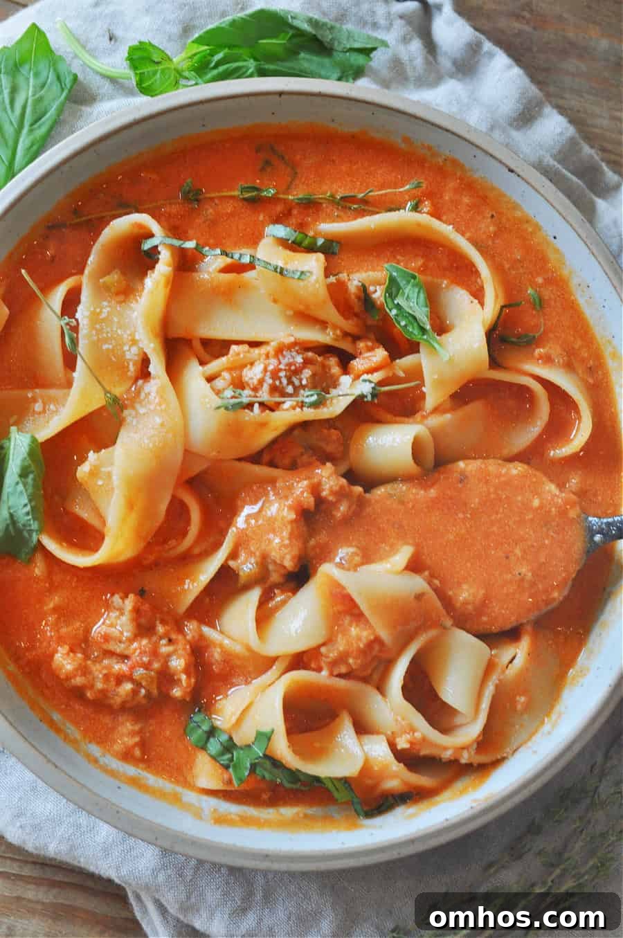 Creamy Vegan Bolognese Soup Recipe 2 Bowl of vegan creamy Bolognese soup