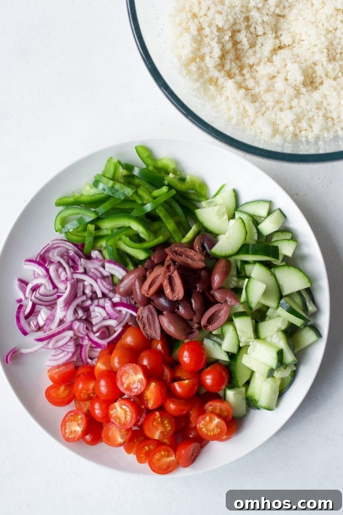 Greek Salad with Cauliflower Rice
