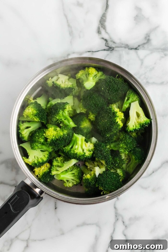 Steamed broccoli florets.