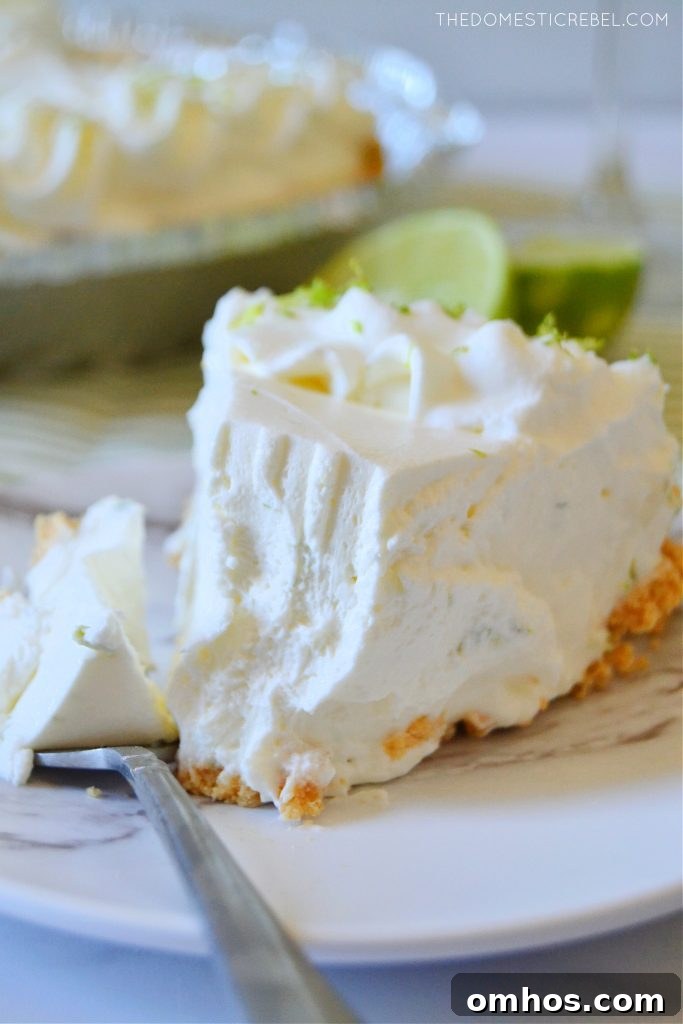 No-Bake Margarita Pie Recipe with Tequila-Lime Filling 6 a closeup slice of a margarita pie with a bite missing