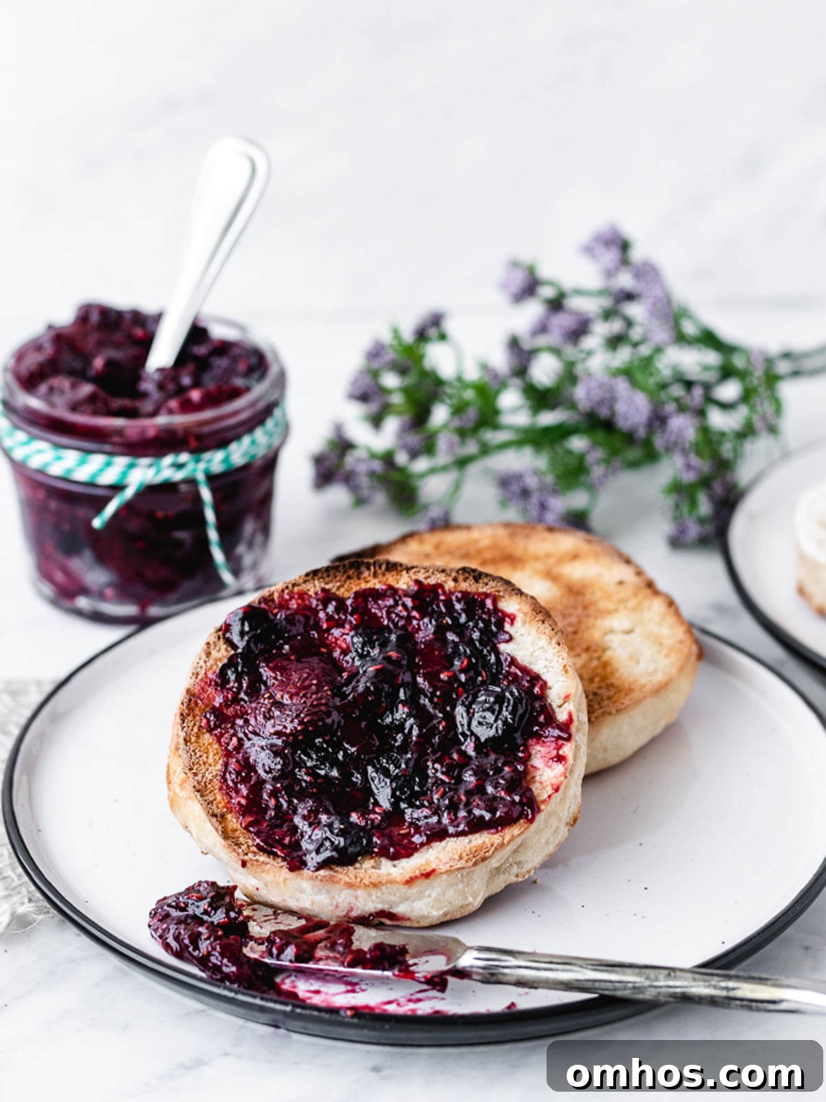 Toasted English Muffins with homemade jam are the best!