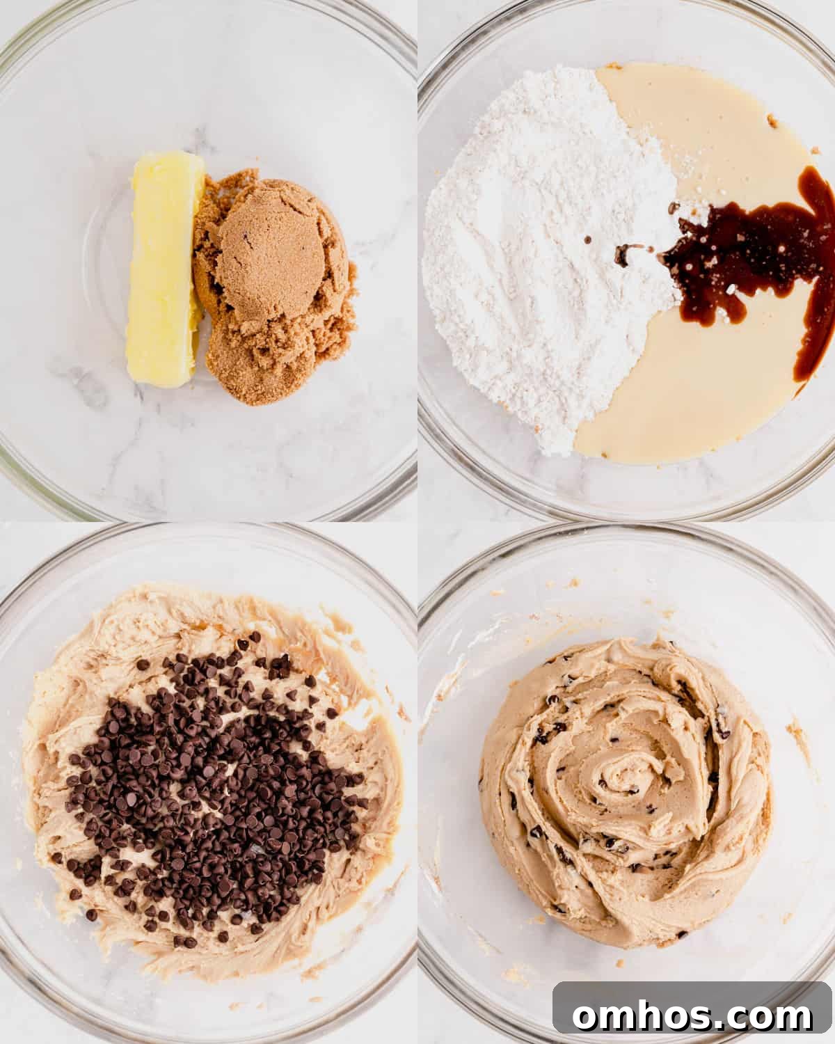 No-Bake Chocolate Chip Cookie Dough Truffles 3 mixing all of the ingredients for cookie dough truffles in a bowl