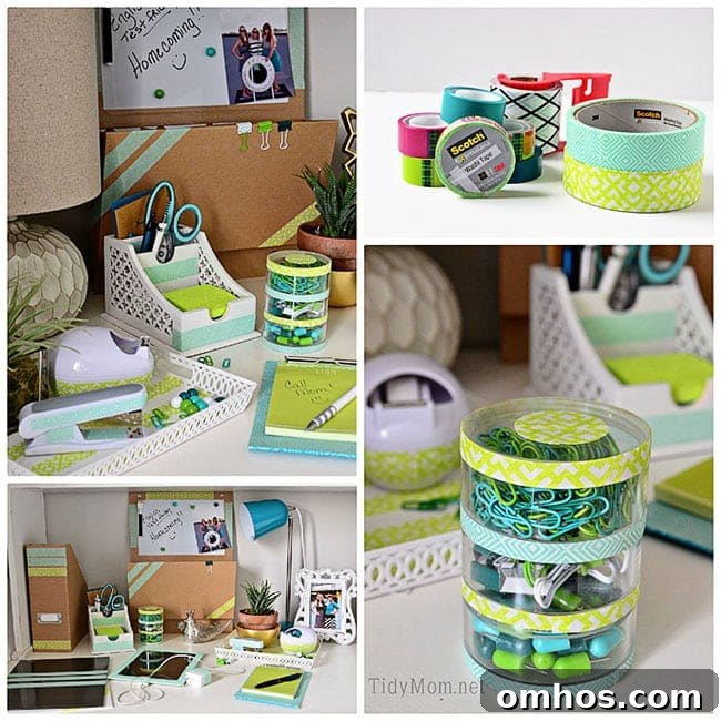 DIY Customized Desk Accessories Take boring desk accessories and iPad from drab to fab with tape