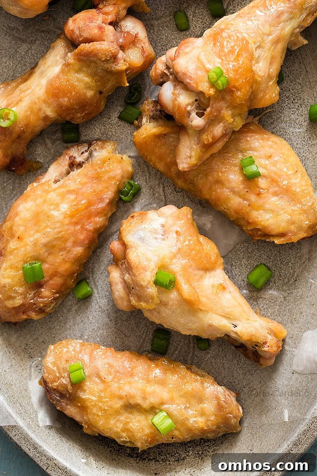 Close up of wings on a silver plate