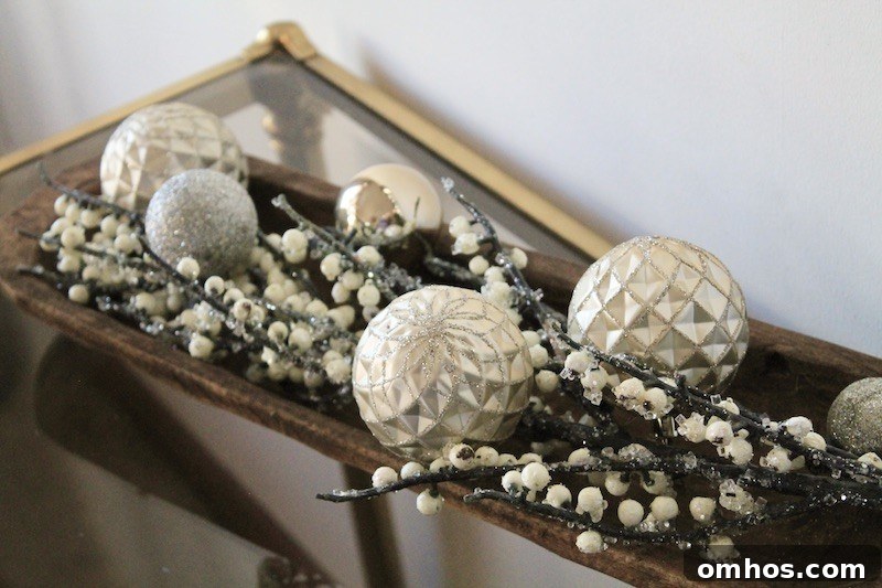 elegant silver and gold christmas winter berry dough bowl decoration