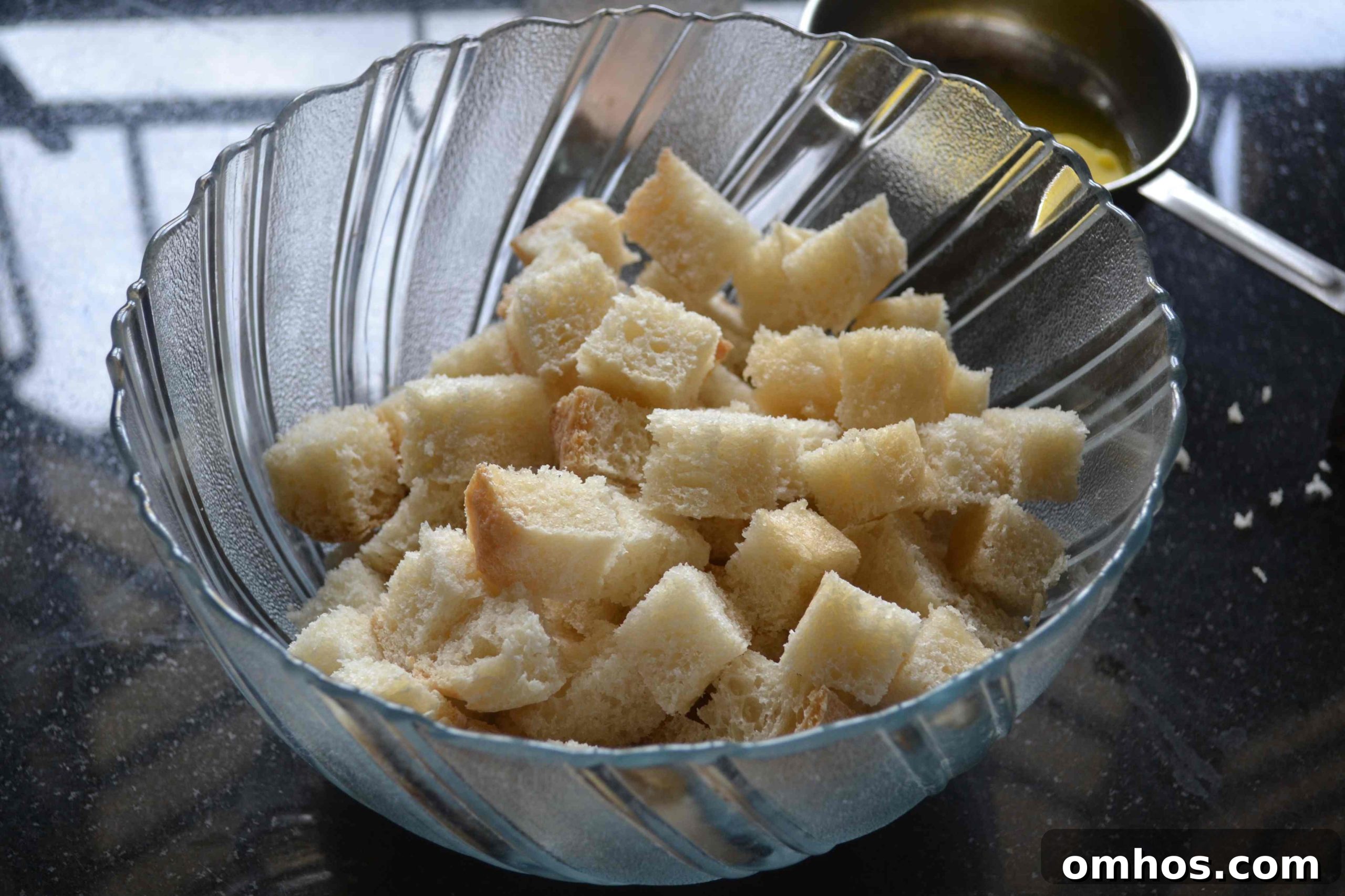 vanilla sugar croutons close-up