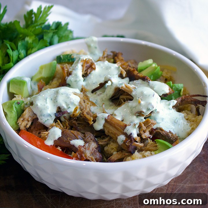 Vegetarian Quinoa Carnitas Bowl Recipe 2 Quinoa Veggie Carnitas Bowls with Jalapeño Cream