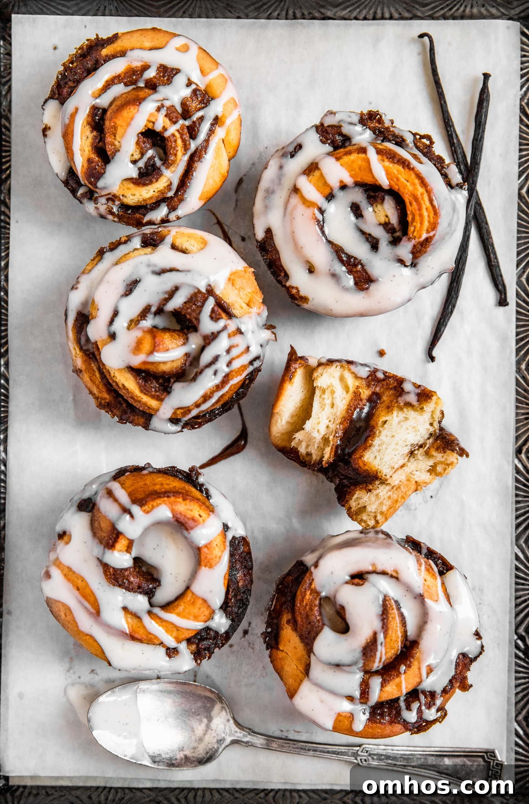 Chai Spiced Cinnamon Rolls with Bourbon Vanilla Bean Cream Cheese Icing