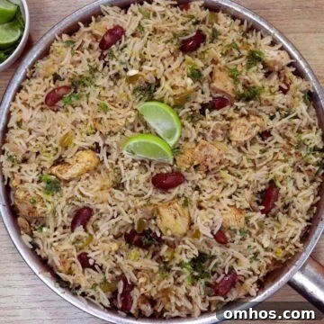 cilantro lime chicken and rice in a skillet.