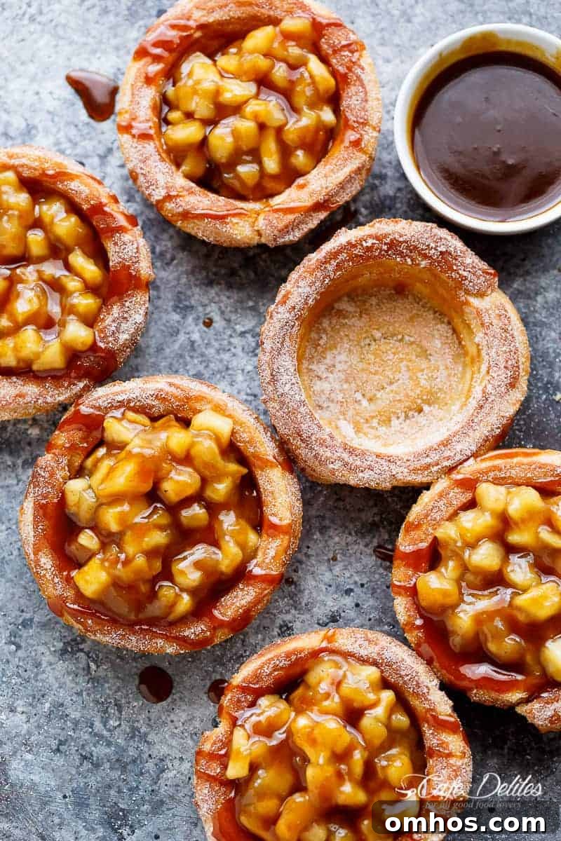 Churro Apple Pie Bowls + Caramel Sauce 