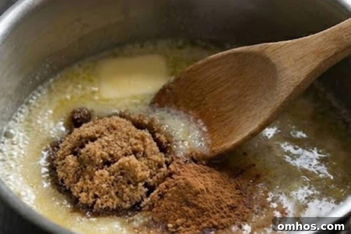 In a medium saucepan, melt the butter and add water, sugar, vanilla, cinnamon, and salt. Bring to a gentle simmer for about 5 minutes while stirring occasionally, then add the flour