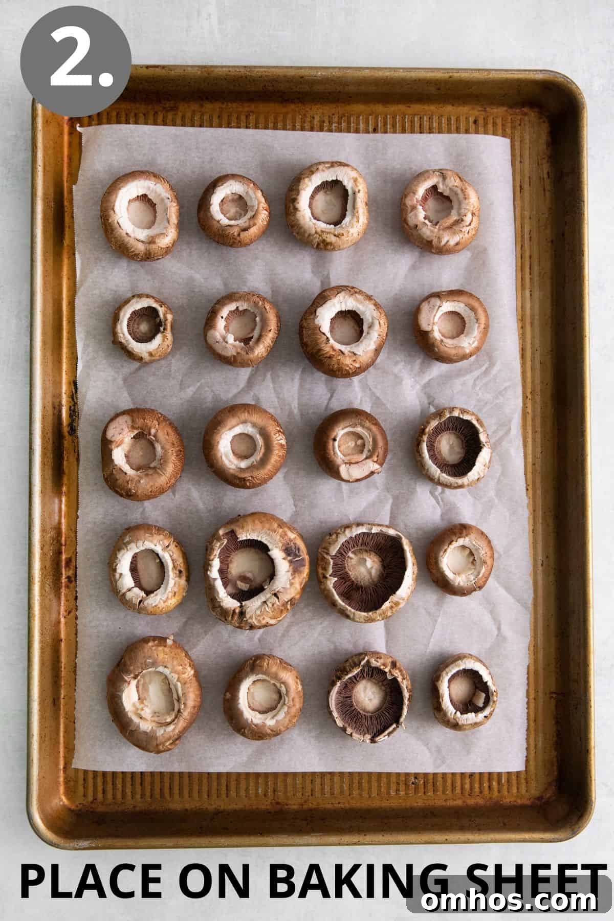 Mushrooms on a baking sheet