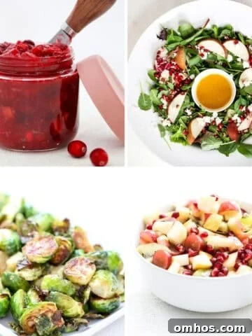 Four images of holiday recipes in a grid format.