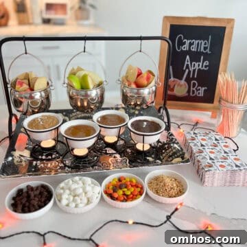 Caramel apple bar display.
