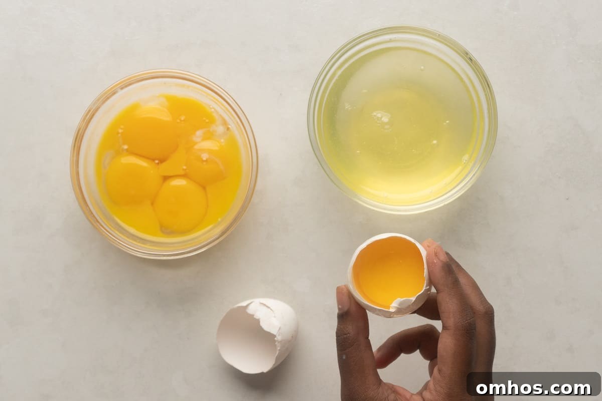 Picture showing how to separate yolks from white